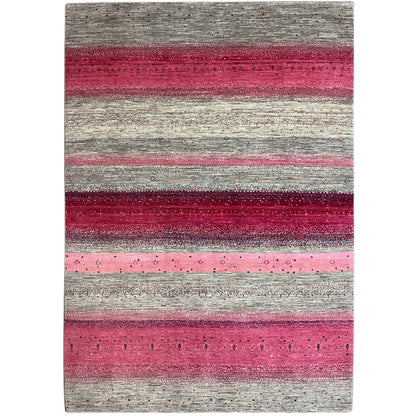 Gabbeh Exklusiver Teppich Rosa/Grau 300x200 cm - German Carpet Shop