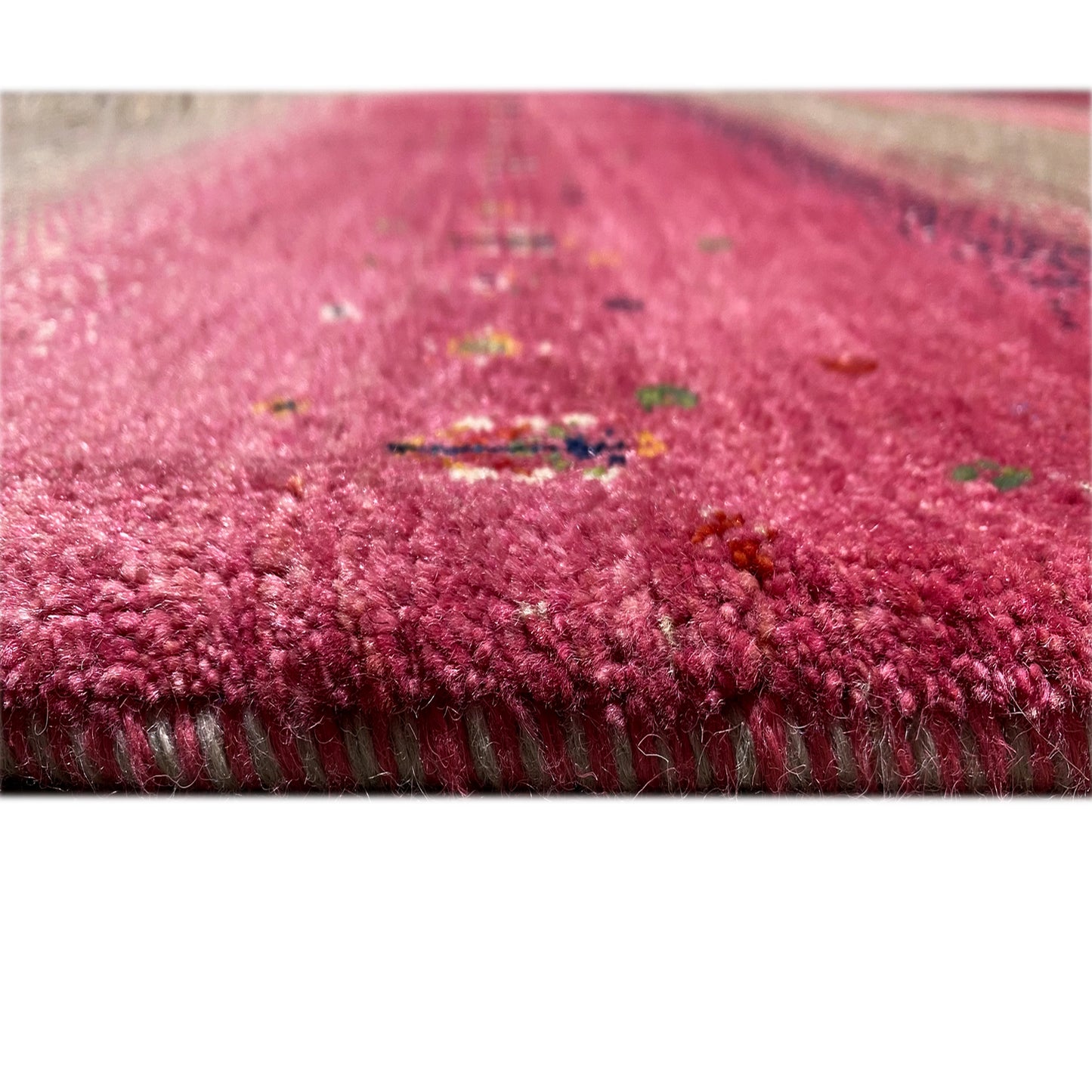 Gabbeh Exklusiver Teppich Rosa/Grau 348x247 cm - German Carpet Shop