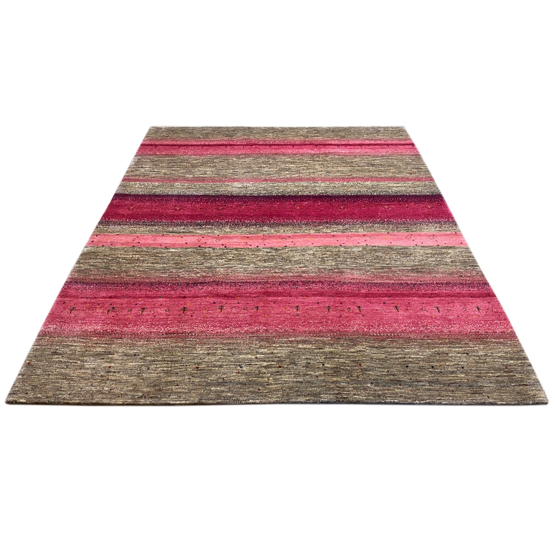 Gabbeh Exklusiver Teppich Rosa/Grau 298x251 cm - German Carpet Shop