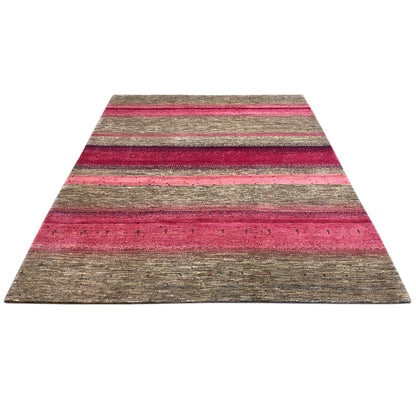 Gabbeh Exklusiver Teppich Rosa/Grau 298x251 cm - German Carpet Shop