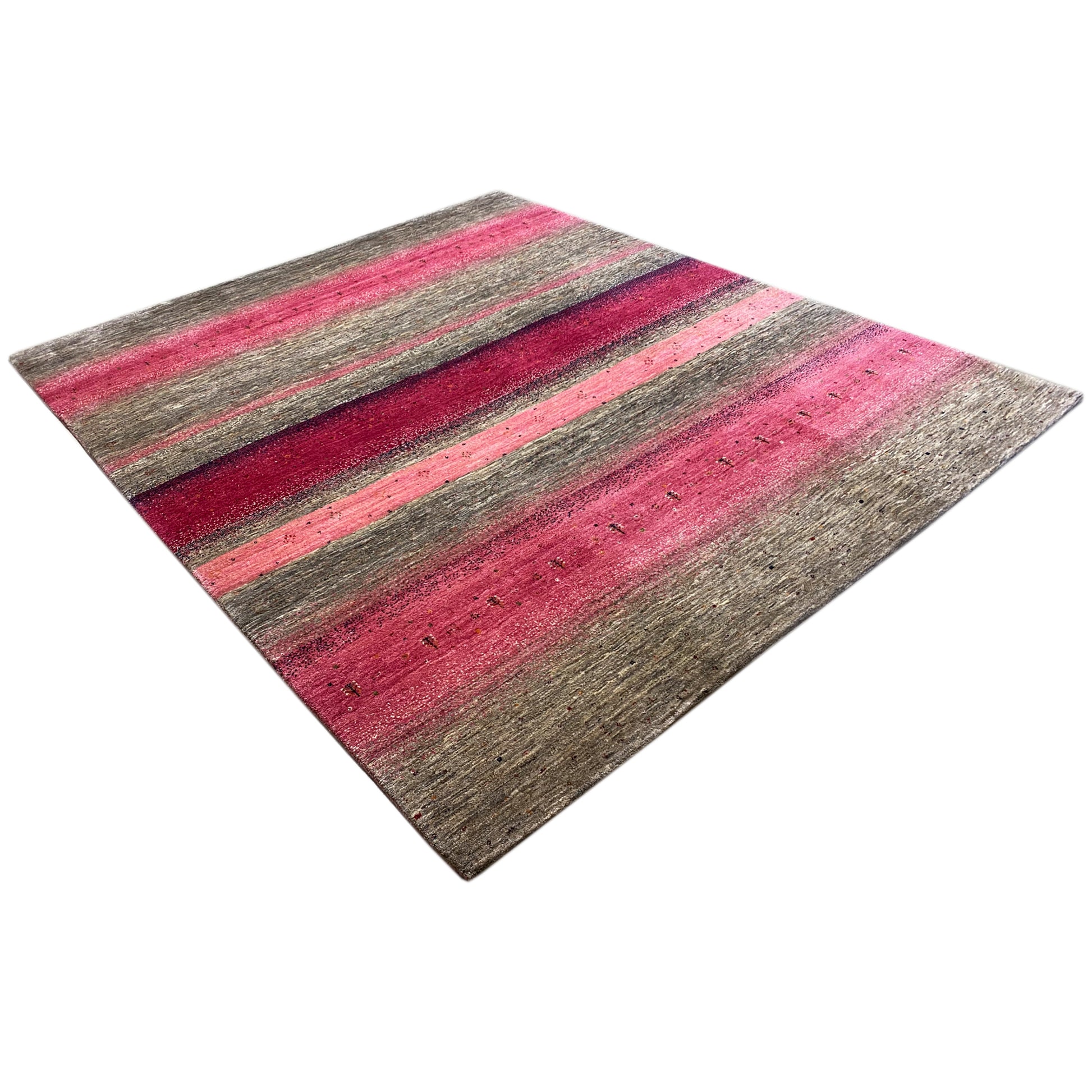 Gabbeh Exklusiver Teppich Rosa/Grau 297x251 cm - German Carpet Shop
