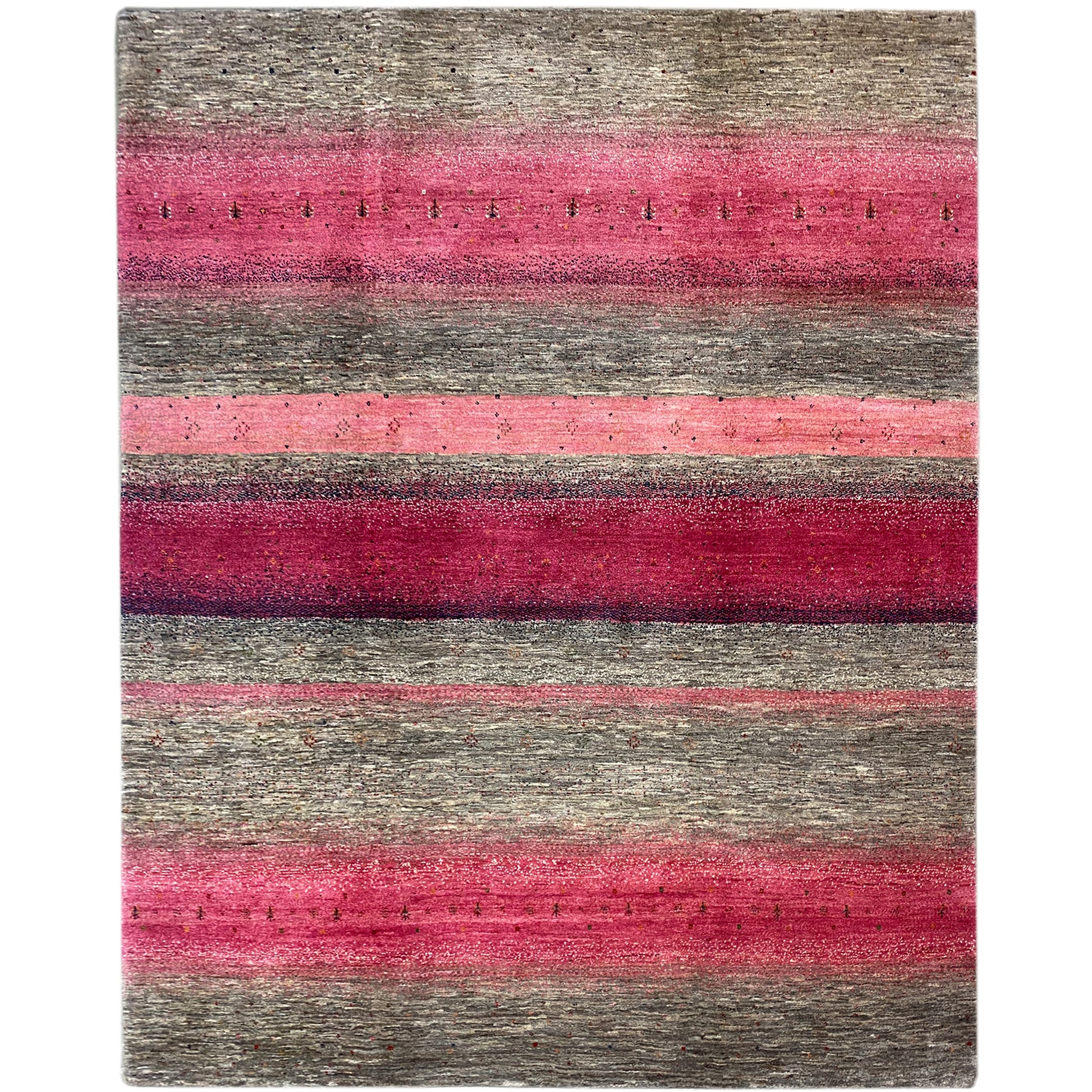 Gabbeh Exklusiver Teppich Rosa/Grau 297x251 cm - German Carpet Shop