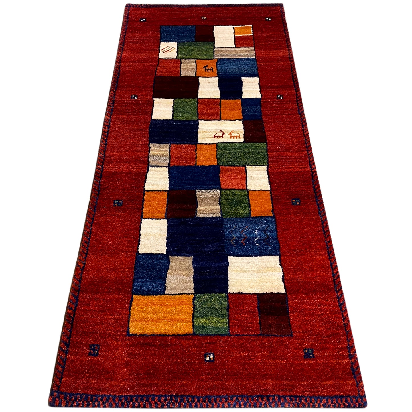 Roter Gabbeh Teppich Läufer 200x81 cm - German Carpet Shop