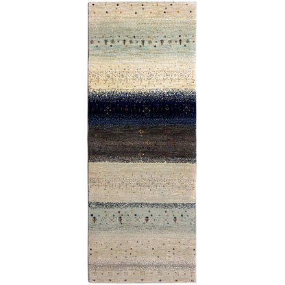 Blauer Gabbeh Teppich Läufer 197x78 cm - German Carpet Shop