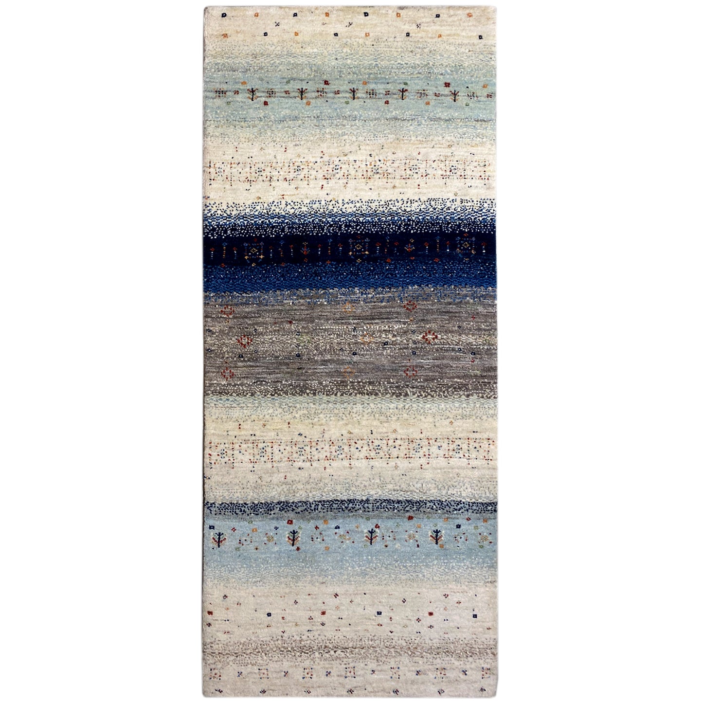 Blauer Gabbeh Teppich Läufer 197x81 cm - German Carpet Shop