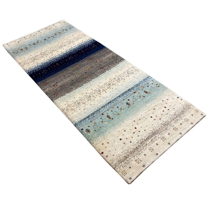 Blauer Gabbeh Teppich Läufer 198x82 cm - German Carpet Shop