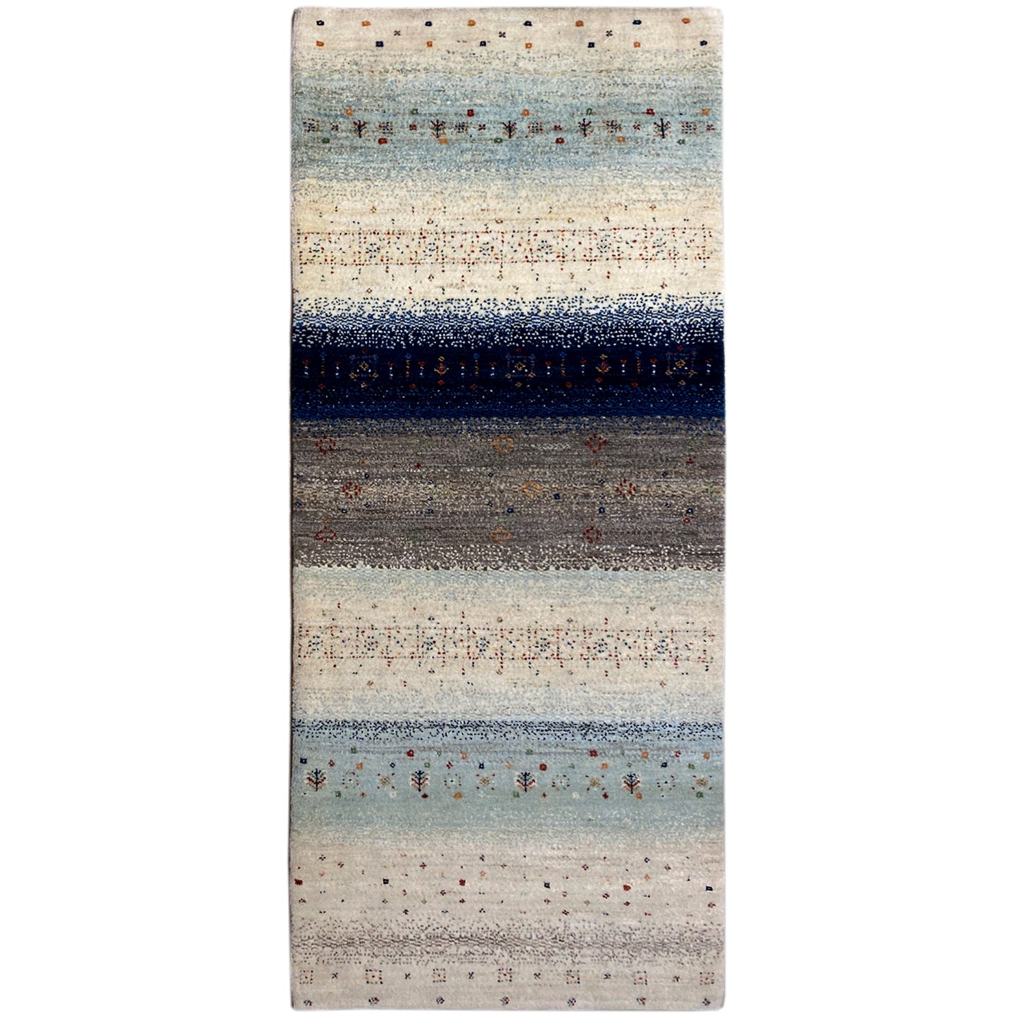 Blauer Gabbeh Teppich Läufer 198x82 cm - German Carpet Shop