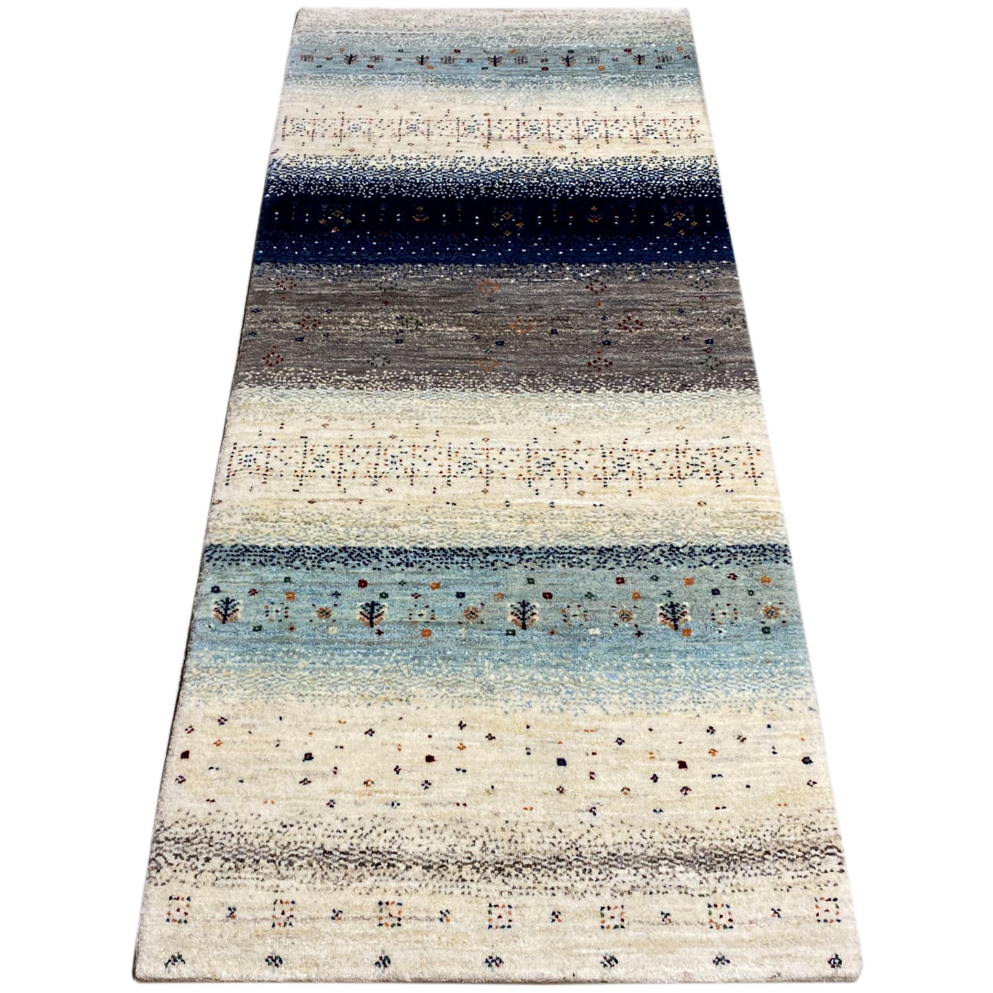 Blauer Gabbeh Teppich Läufer 190x80 cm - German Carpet Shop