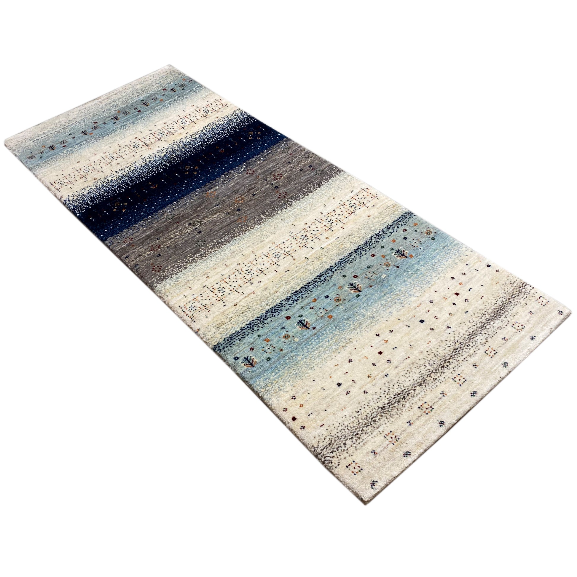 Blauer Gabbeh Teppich Läufer 190x80 cm - German Carpet Shop