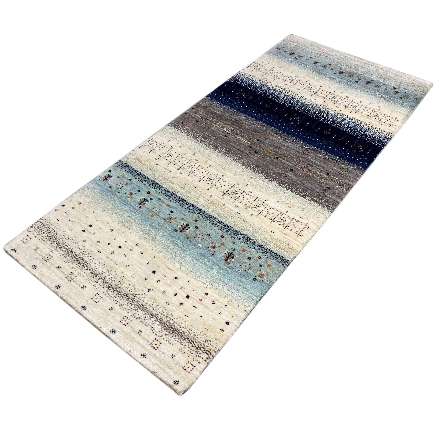 Blauer Gabbeh Teppich Läufer 190x80 cm - German Carpet Shop