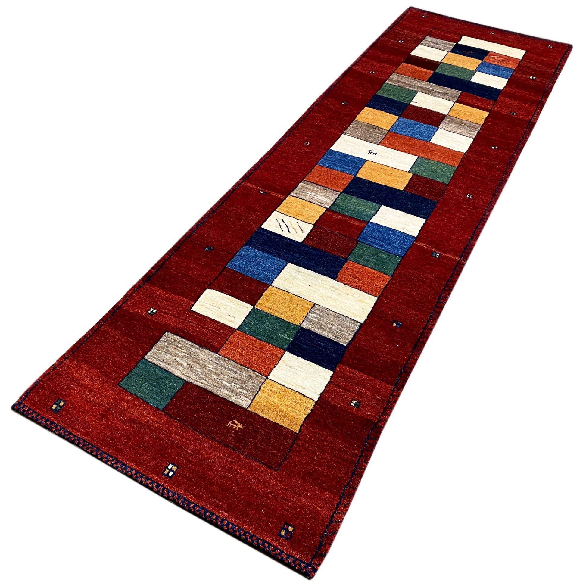 Roter Gabbeh Teppich Läufer 294x84 cm - German Carpet Shop