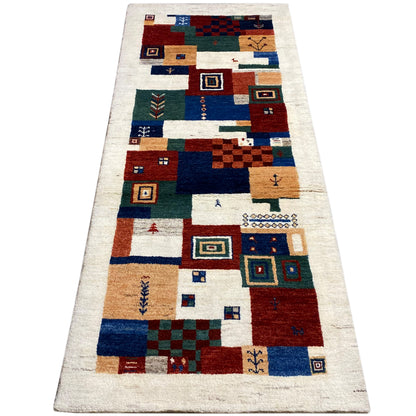 Mehrfarbiger Gabbeh Teppich 196x78 cm - German Carpet Shop