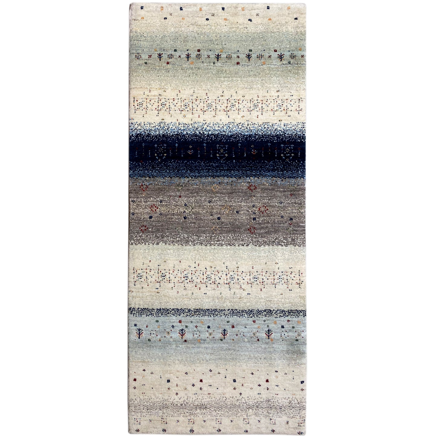 Blauer Gabbeh Teppich Läufer 198x80 cm - German Carpet Shop