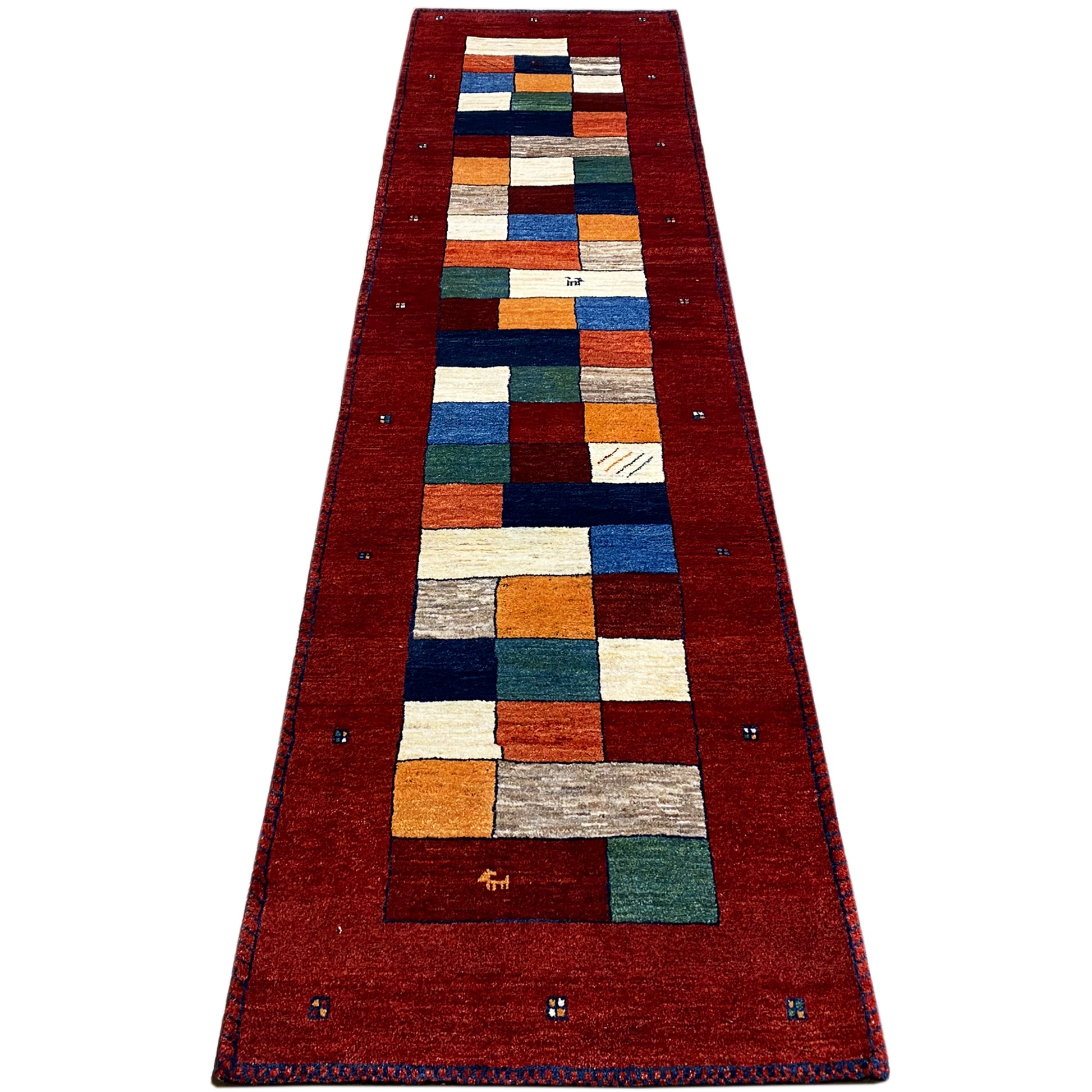 Roter Gabbeh Teppich Läufer 296x77 cm - German Carpet Shop