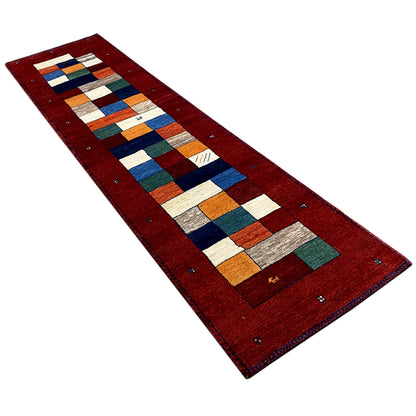 Roter Gabbeh Teppich Läufer 296x77 cm - German Carpet Shop