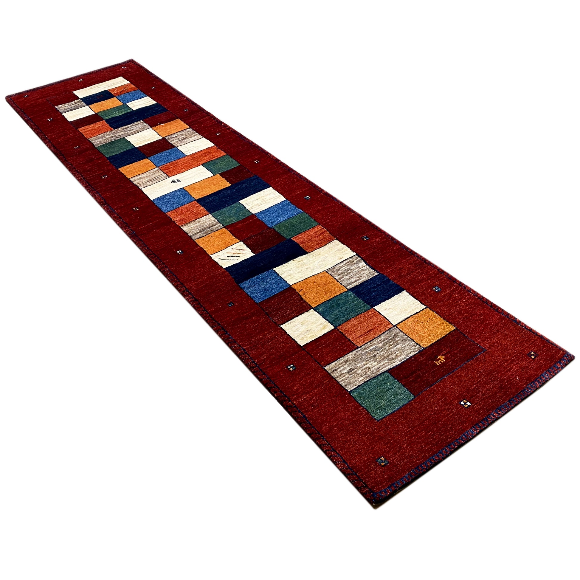 Roter Gabbeh Teppich Läufer 299x78 cm - German Carpet Shop