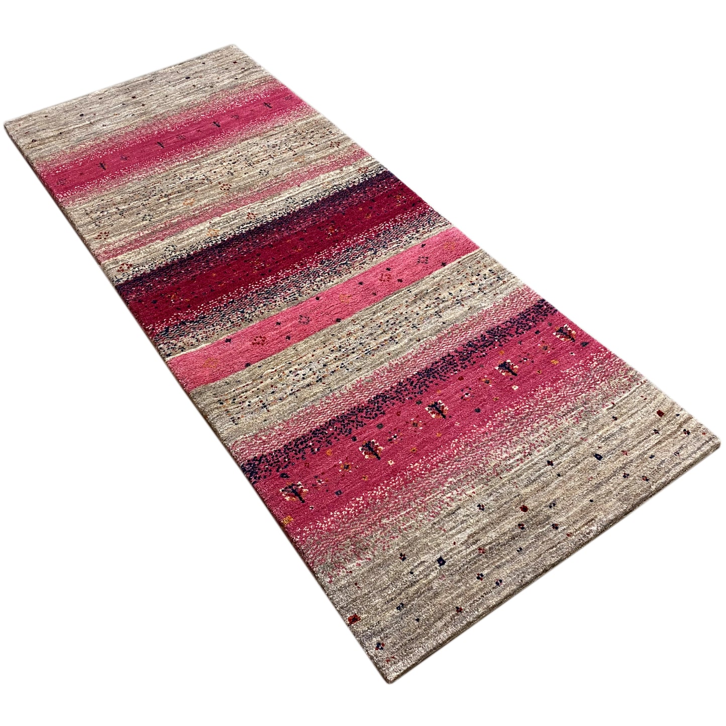 Rosa Gabbeh Teppich Läufer 200x79 cm - German Carpet Shop