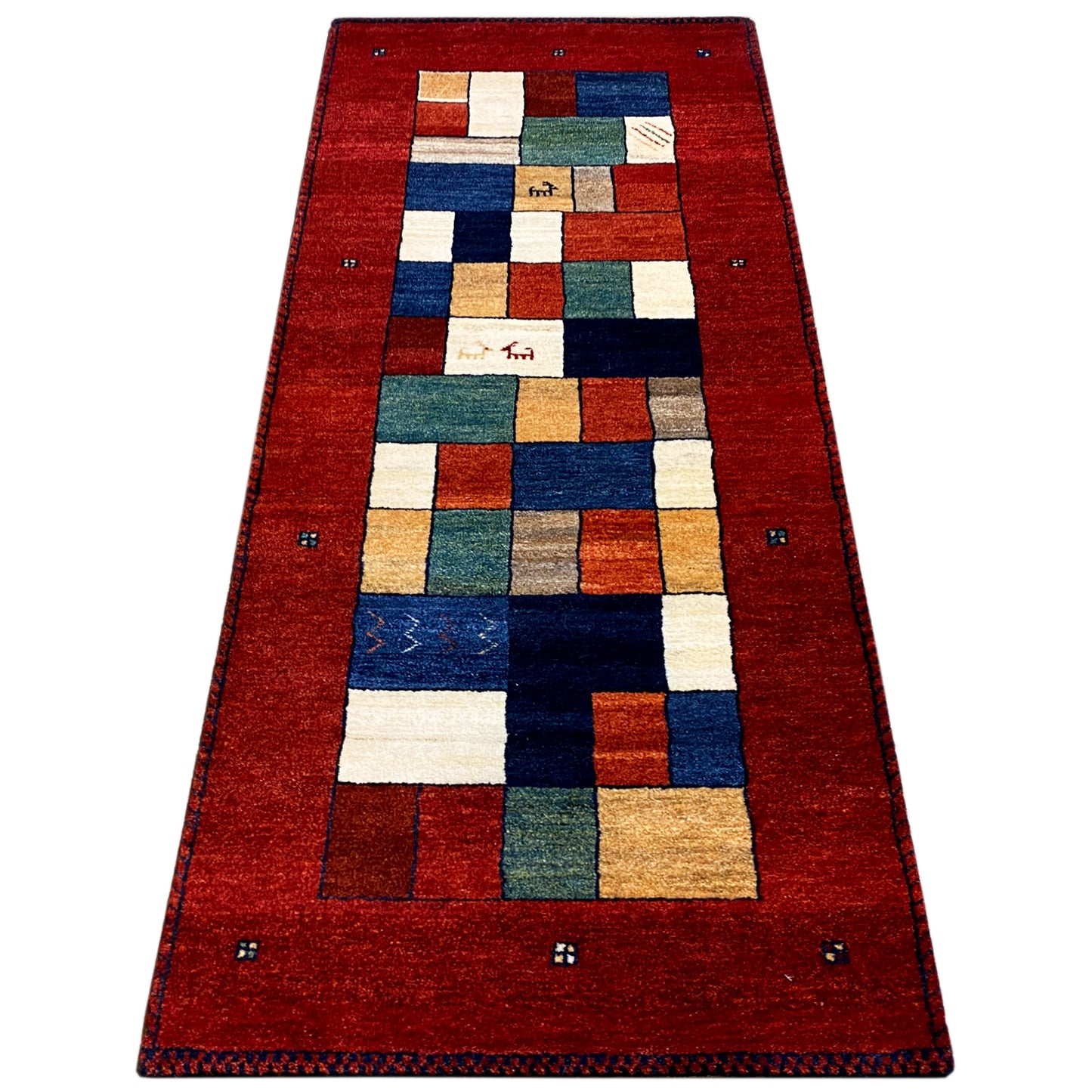 Roter Gabbeh Teppich Läufer 198x82 cm - German Carpet Shop