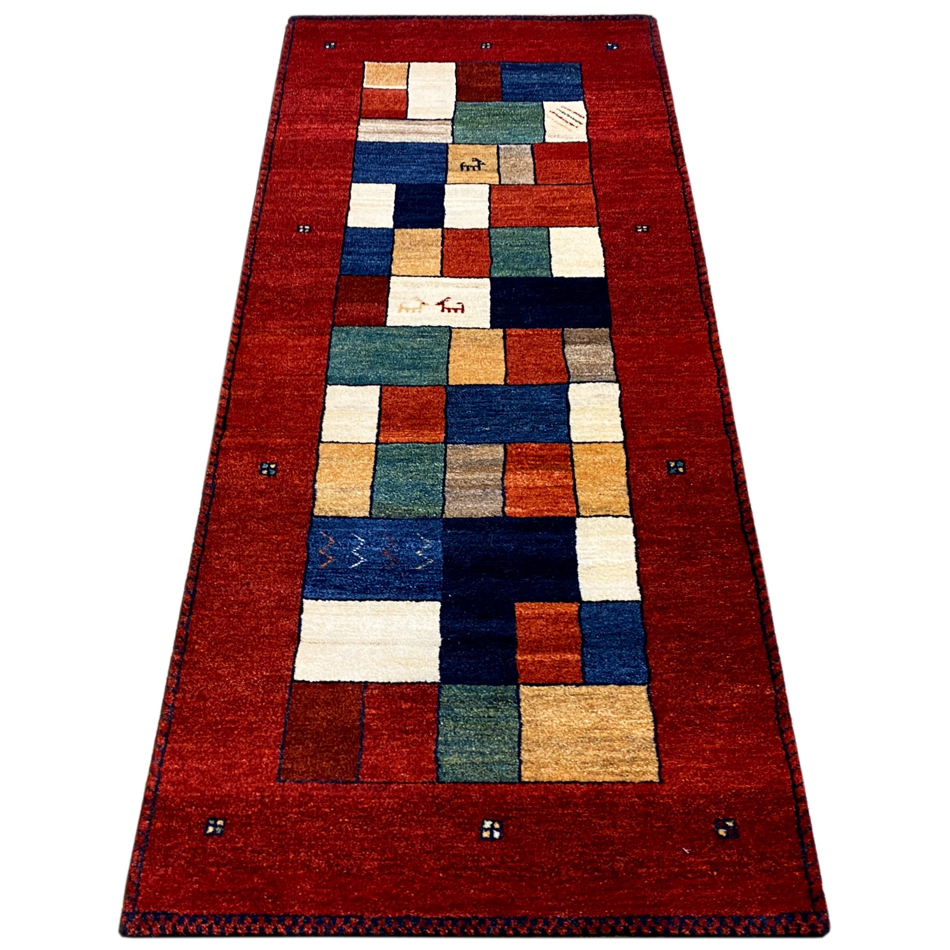 Roter Gabbeh Teppich Läufer 198x82 cm - German Carpet Shop