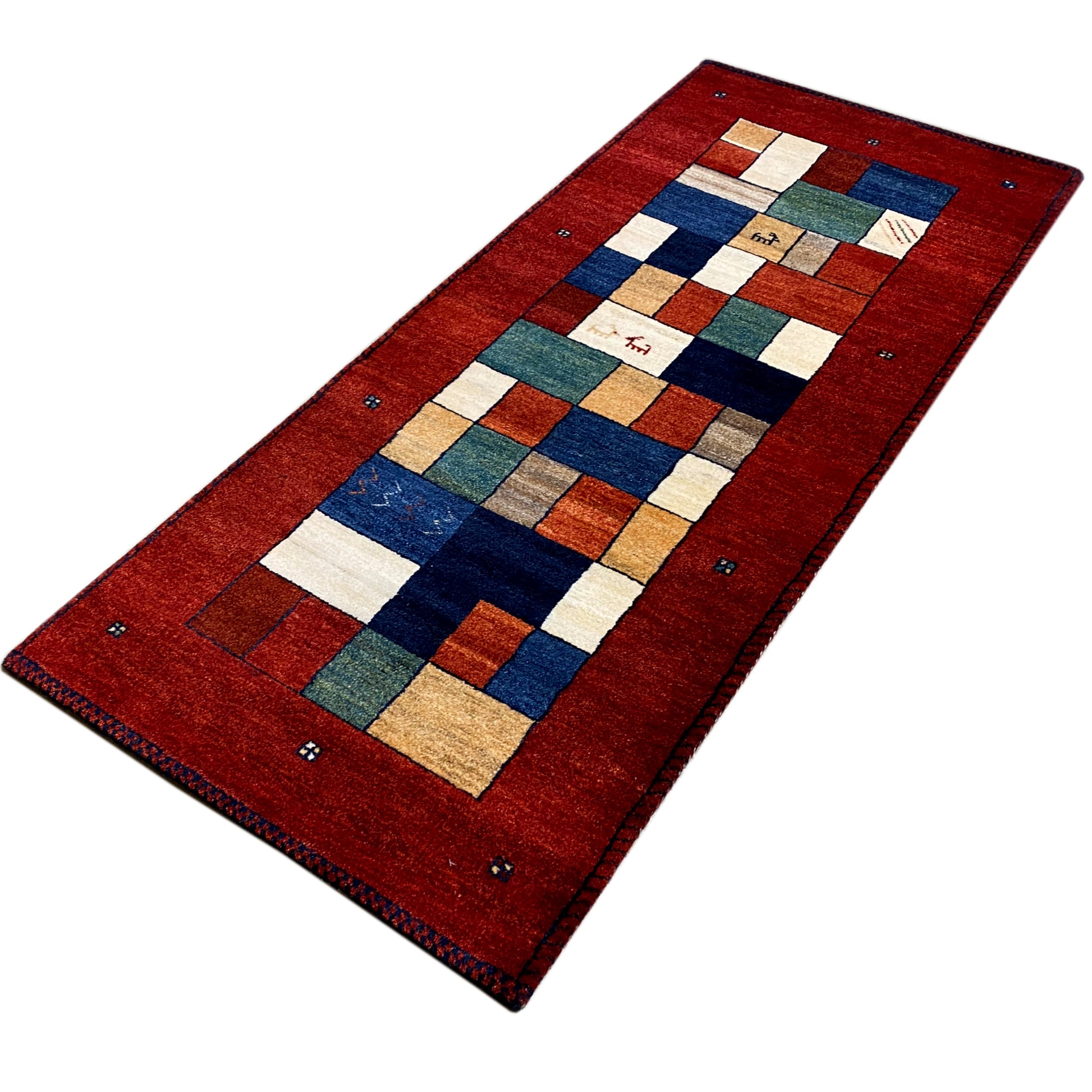 Roter Gabbeh Teppich Läufer 198x82 cm - German Carpet Shop