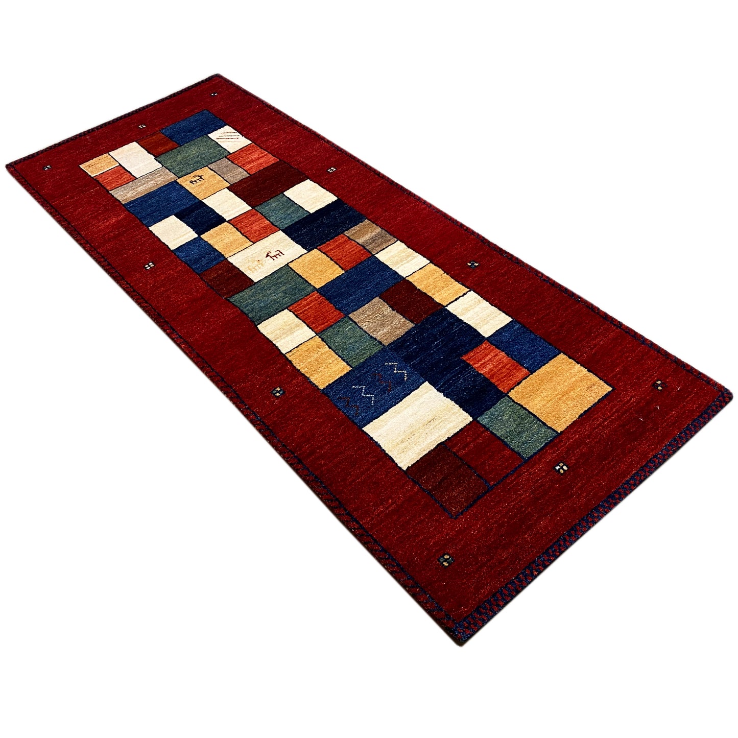 Roter Gabbeh Teppich Läufer 200x82 cm - German Carpet Shop