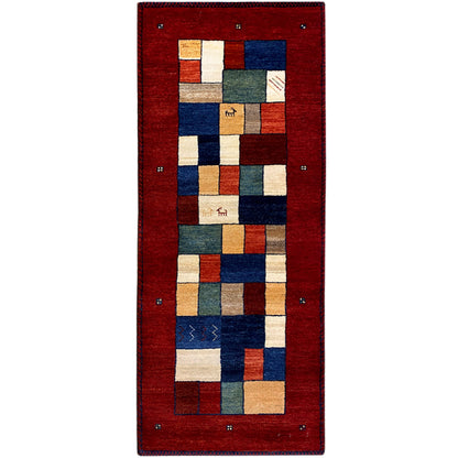 Roter Gabbeh Teppich Läufer 200x82 cm - German Carpet Shop