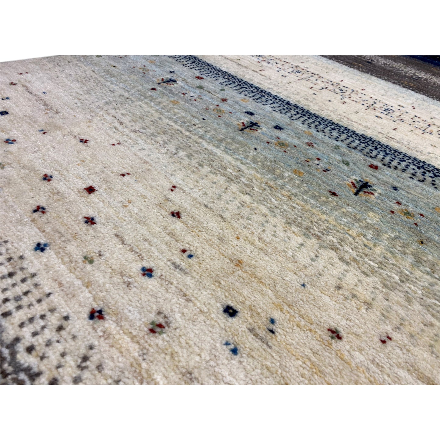 Blauer Gabbeh Teppich Läufer 297x84 cm - German Carpet Shop