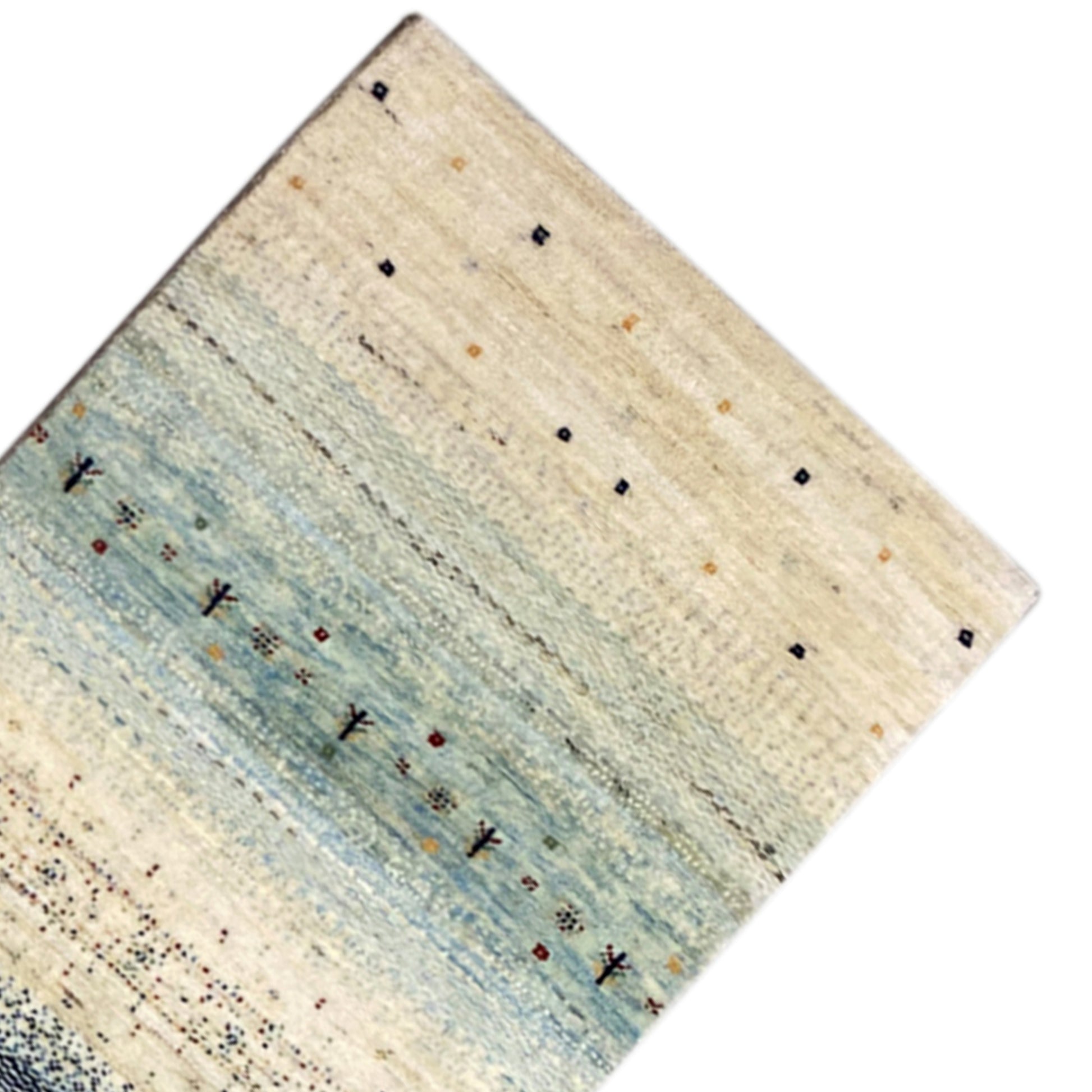 Blauer Gabbeh Teppich Läufer 297x84 cm - German Carpet Shop