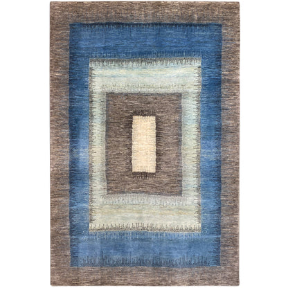 Gabbeh Exklusiver Teppich Blau 299x192 cm - German Carpet Shop