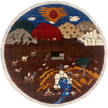 Gabbeh Rug Brown, 107x107 cm