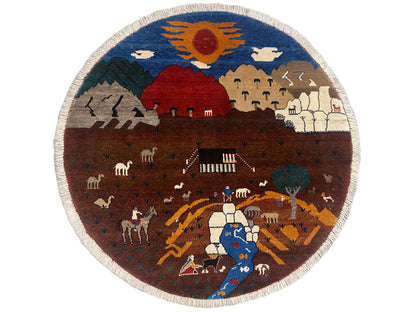 Gabbeh Rug Brown, 107x107 cm