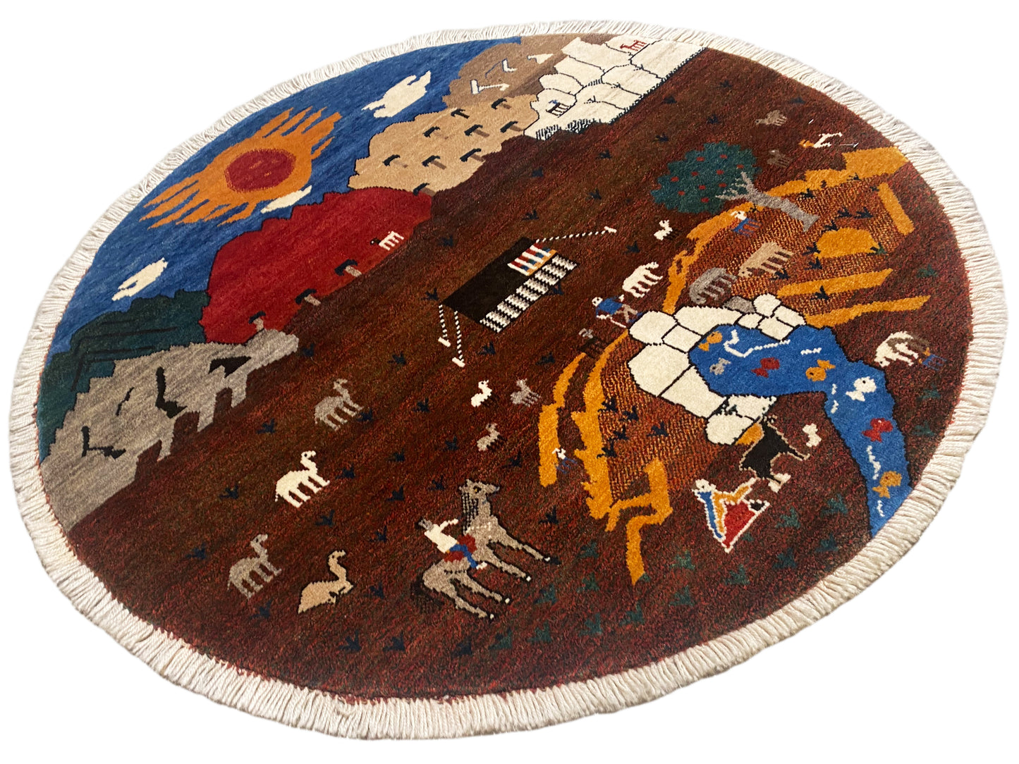 Gabbeh Rug Brown, 107x107 cm