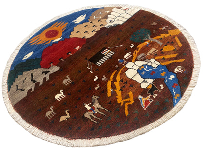 Gabbeh Rug Brown, 107x107 cm