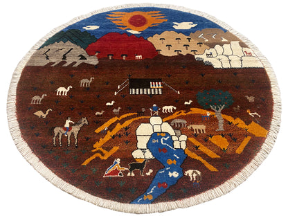 Gabbeh Rug Brown, 107x107 cm