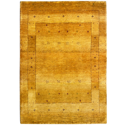 Goldener Gabbeh Teppich handgeknüpft

