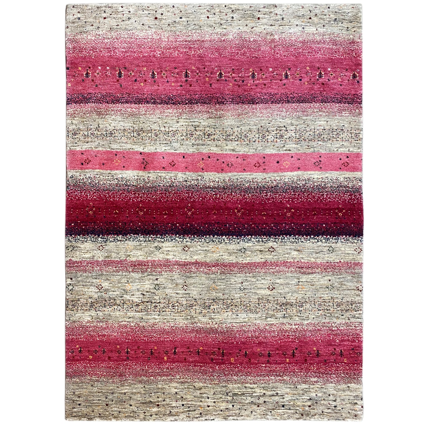 Grau-rosa Gabbeh Teppich handgeknüpft