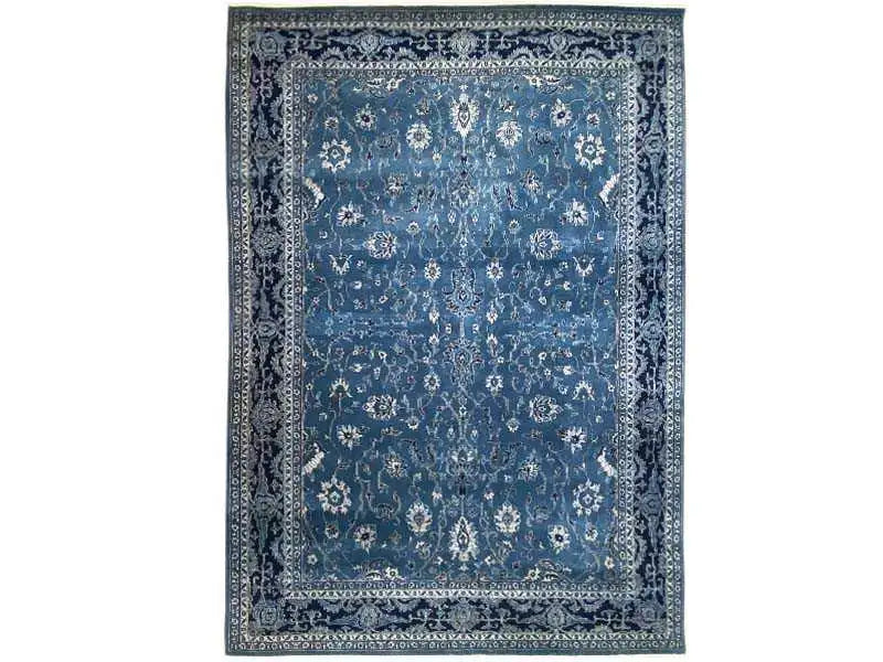 A beautiful Gabbeh lori rug in turquoise blue color representing strings of flowers.