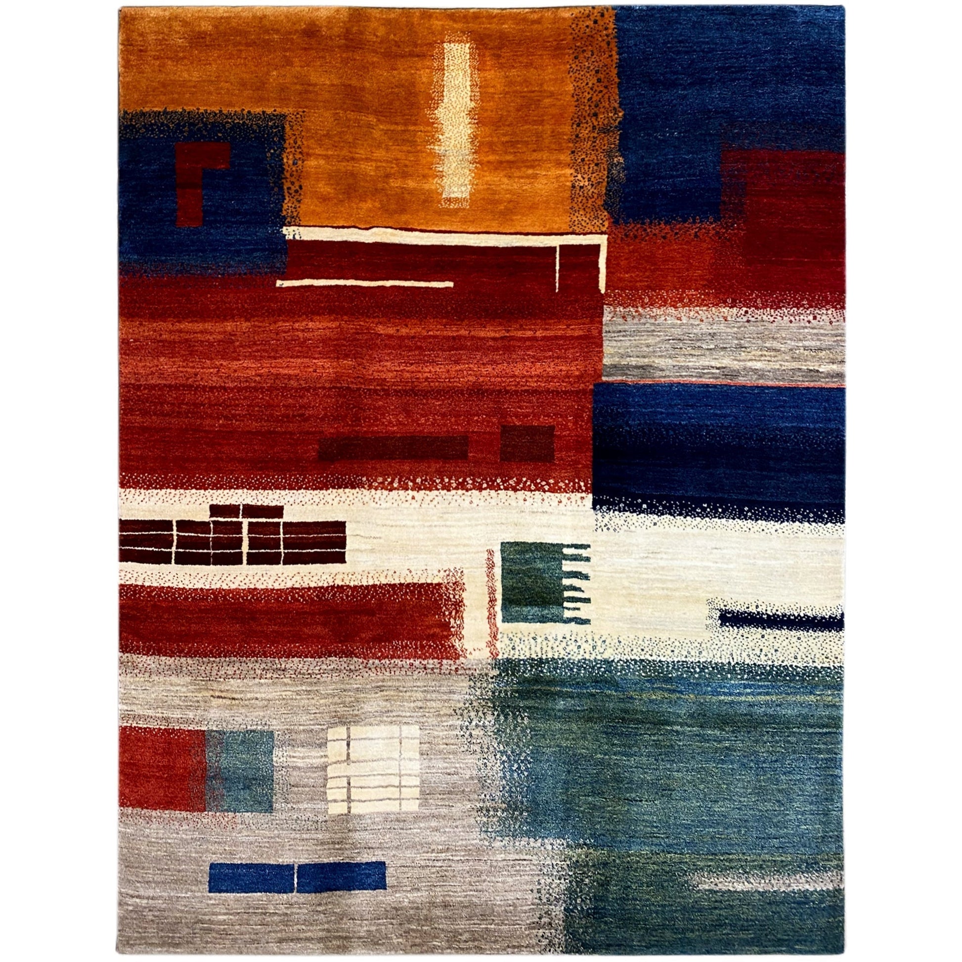 Gabbeh Exklusiver Teppich Blau 303x247 cm - German Carpet Shop