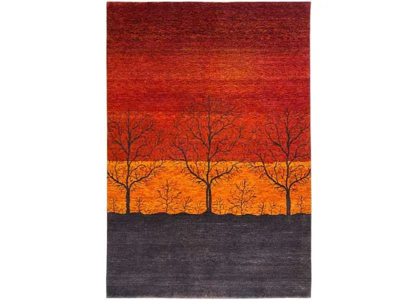 A beautiful gabbeh lori rug representing trees.