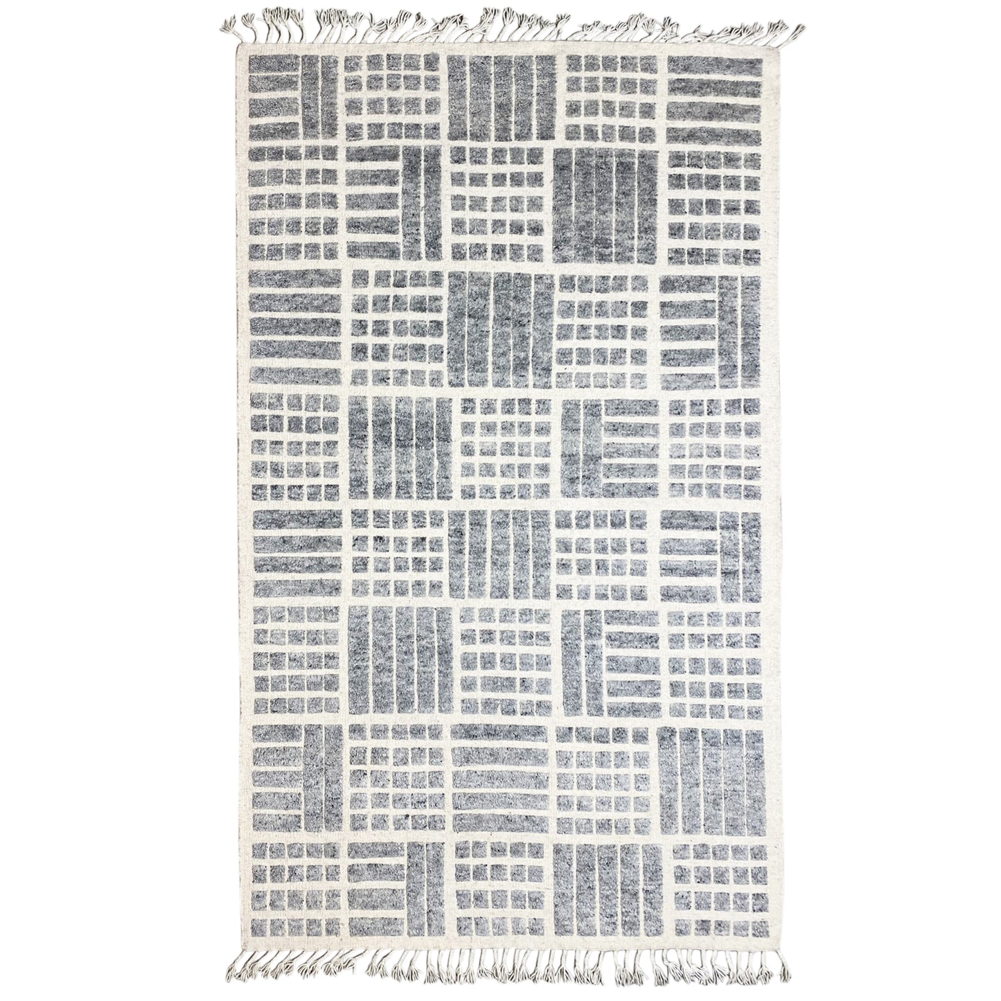 Grauer Berber-Wollteppich, 256x160 cm - Geometrisches Muster - German Carpet Shop