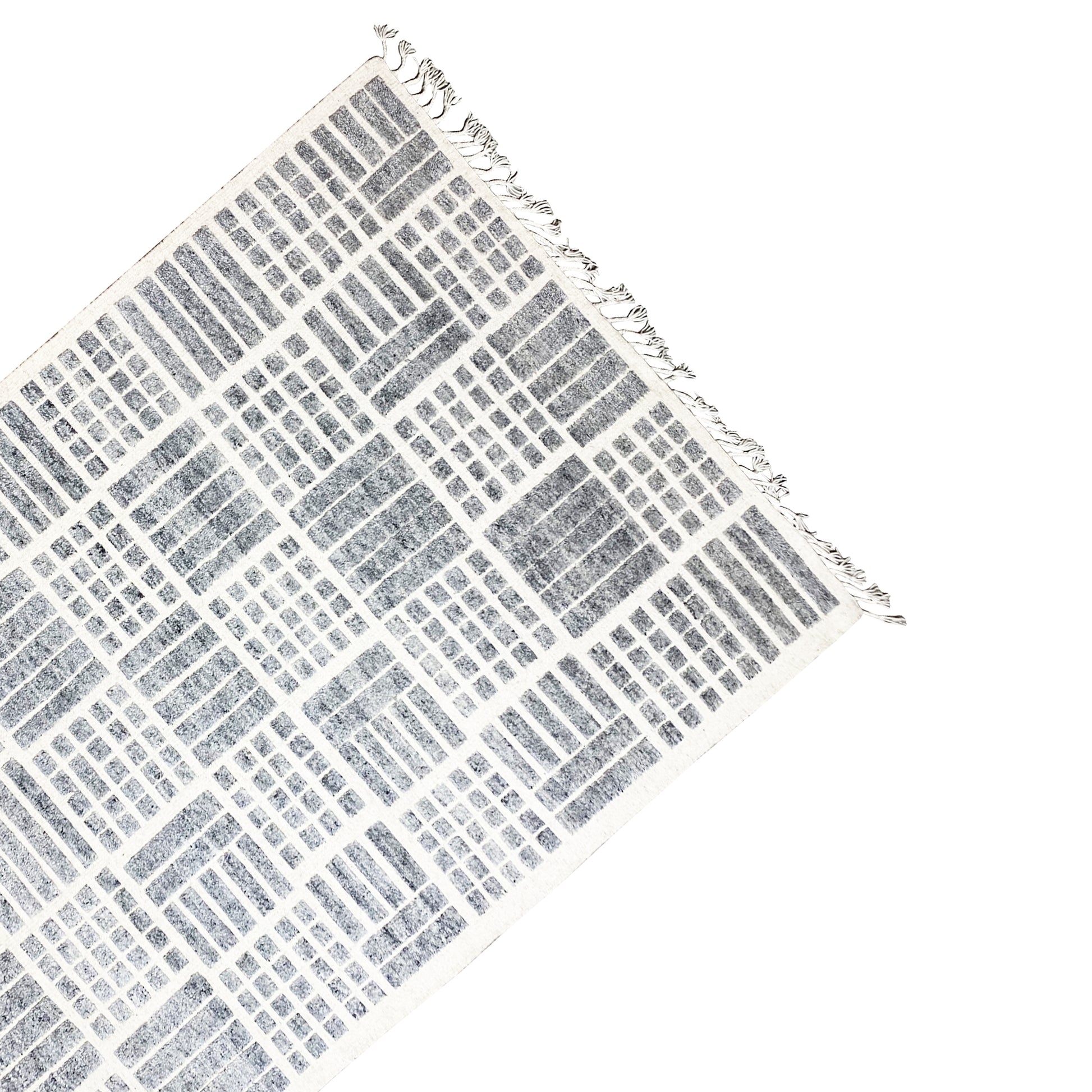 Grauer Berber-Wollteppich, 256x160 cm - Geometrisches Muster - German Carpet Shop