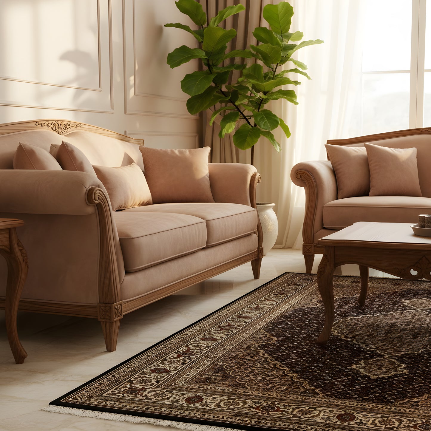 Indo Tabriz Carpet - (241x175 cm)