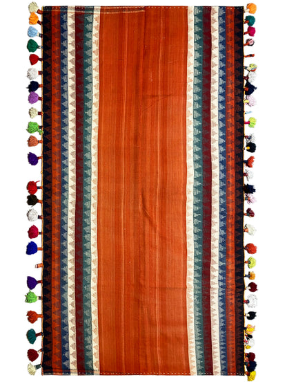 Schlafzimmer lebhafter Jajim Teppich orange bunt mit Ethno-Muster