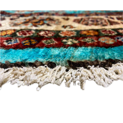 Türkisfarbener Runder Kazak Teppich, 177x180 cm - German Carpet Shop