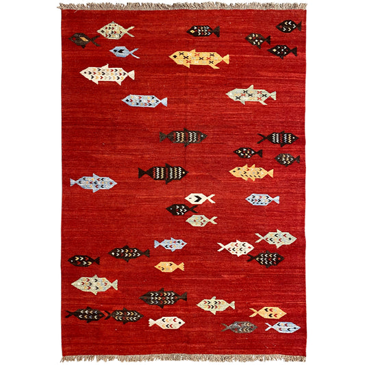 Roter Kelim Qashqai Teppich 191x153 cm - German Carpet Shop