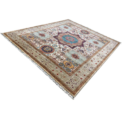 Handgeknüpfter Woll-Khorjin-Teppich, Beige & Multicolor, 296x250 cm - German Carpet Shop