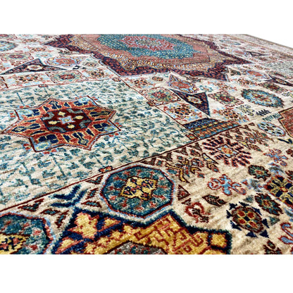 Handgeknüpfter Woll-Khorjin-Teppich, Beige & Multicolor, 296x250 cm - German Carpet Shop