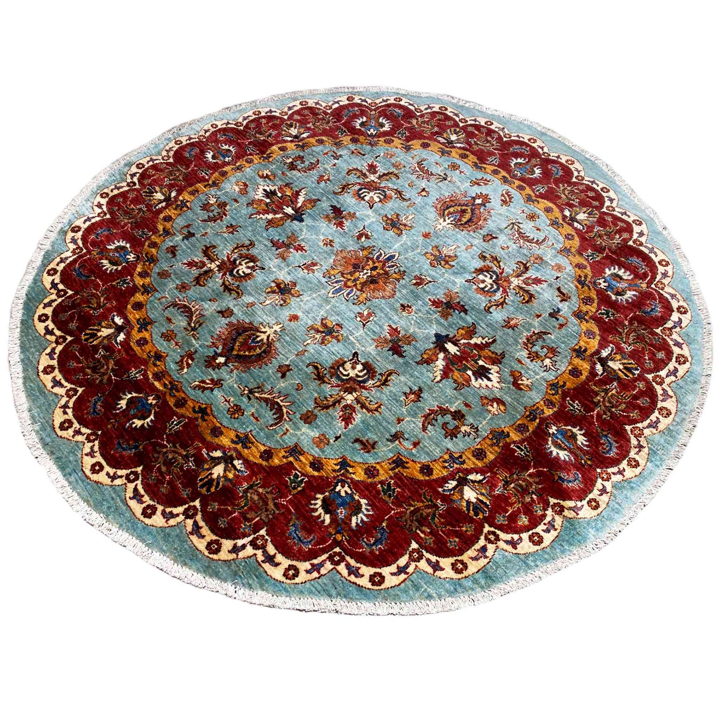 Khorjin-Teppich, Blau & Rot, 174x174 cm - German Carpet Shop