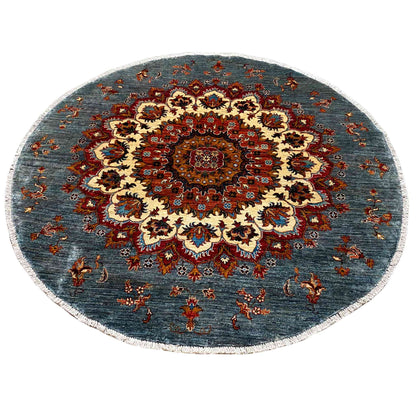 Handgeknüpfter Khorjin Teppich, Blau & Rot, 177x176 cm - German Carpet Shop