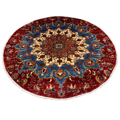 Khorjin Wollteppich, Rot & Blau, 203x203 cm - German Carpet Shop